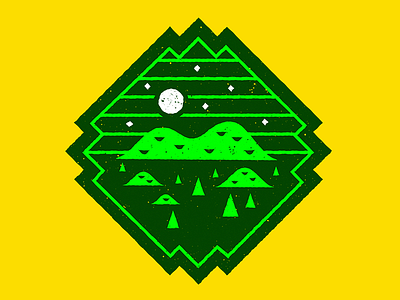 Neon Night - Textured 00ff00 badge foothill geometric moon mountain northwest southwest stars texture tree