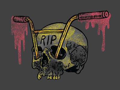 Rip it up bmx death grain shader handlebars illustration procreate riding skull