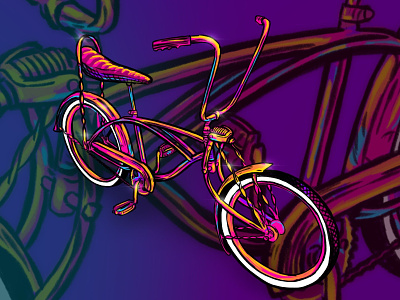 Lowrider Bicycle bicycle bike candypaint gold graphic design illustration lowrider lowrider bike procreate wheels