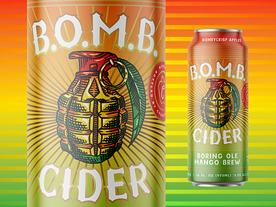 BOMB Cider apple beer can design cider cyderish eugene graphic design grenade illustration mango rasta vector