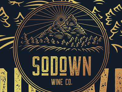 SoDown brand presentation badge branding gold logo typography