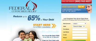 Federal Consumer Relief landing page