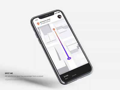 Spot me _ AR feature for cab booking aftereffects animation app augmented reality interaction design interactiondesign map view mobile motion design motion graphic product deisgn tesla uber ux web deisgn