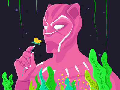 Pink Panther blackpanther art vector pinkpanther superhero marvel ironman infinity illustration flat comics avengers