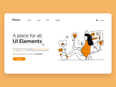 Flexco: A common place for all UI assets. branding design dribbble landing page landing page concept landing page design mobile ui ui user interface ux