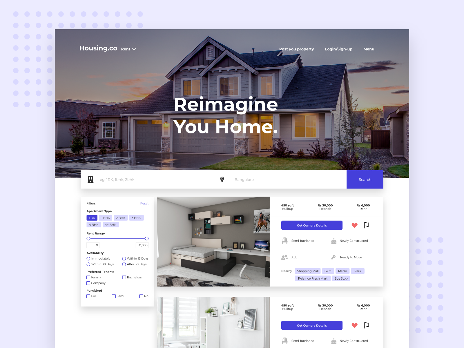 ReDedign House Renting site by saurab sen on Dribbble