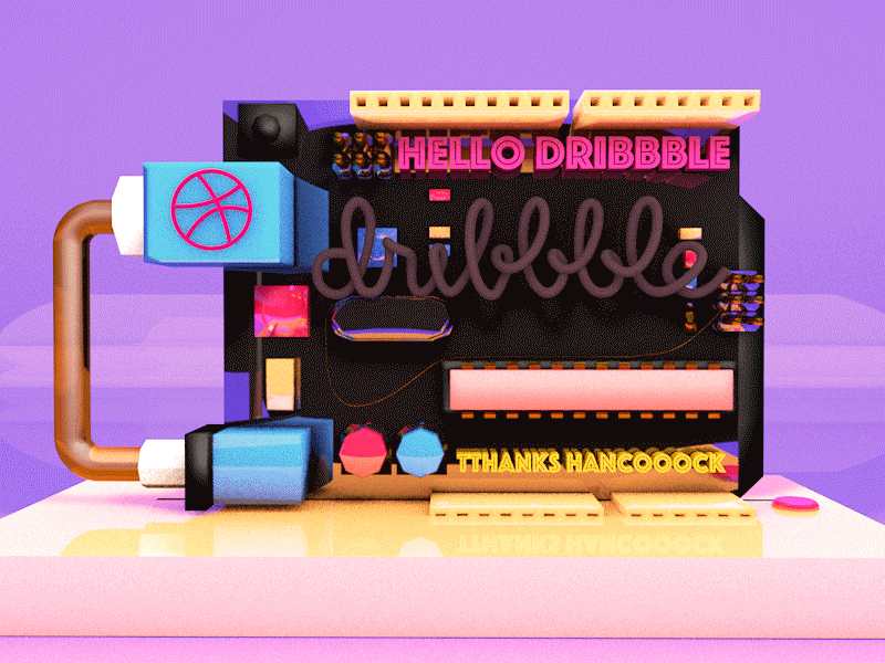 Hello Dribbble 3d、 art、 c4d 、ui、 dribbble、机器、金属、动效