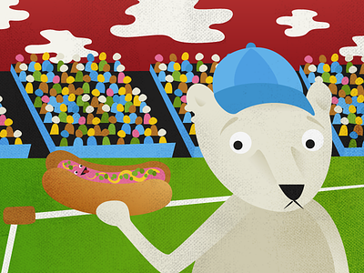 Hot Dog baseball bear hot dog illustration stadium