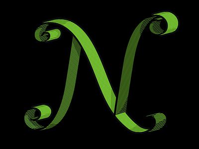 Letter N curly drop cap green hand lettering lettering n vector