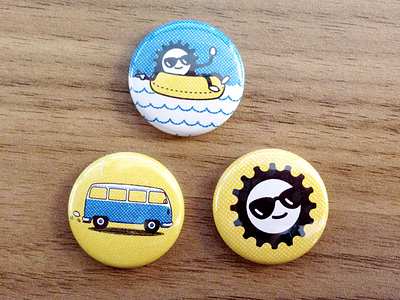 Pins buttons illustration pins sun tubing van