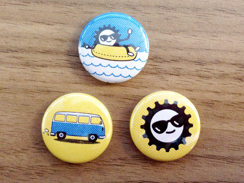 Pins buttons pins van tubing sun illustration