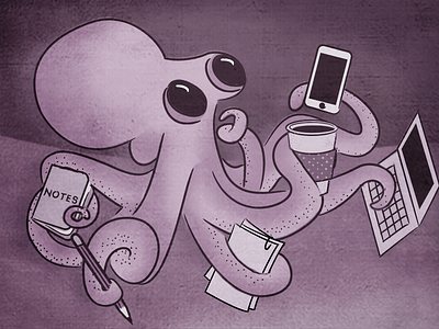 Next Level Project Management busy cognition illustration octopus purple