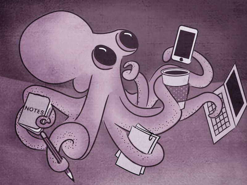 Next Level Project Management illustration cognition octopus busy purple