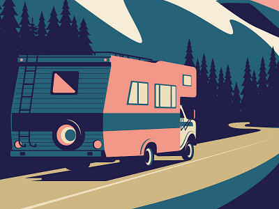 Camper campervan journey road trip rv simple vector