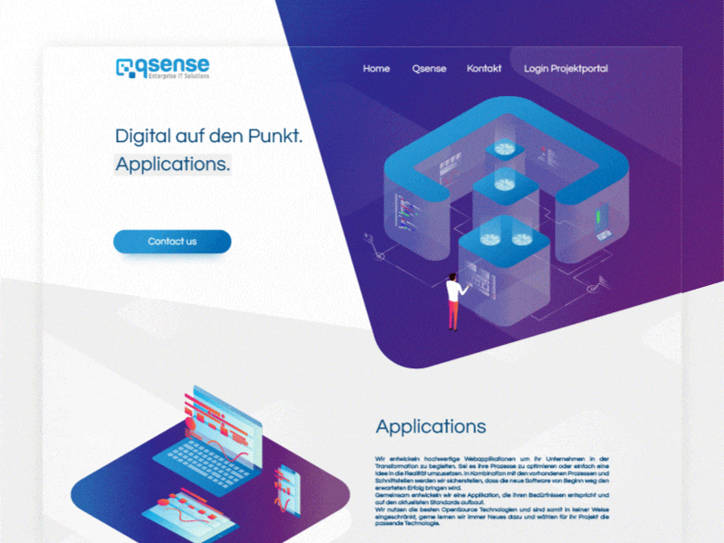 Qsense homepage design