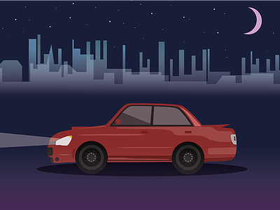 Baby Driver baby car city driver flat illustration illustrator night nightlife red ride vector