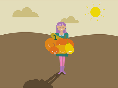 Happy Autumn! autumn character design digital field flat design girl graphic illustration pumpkin vector