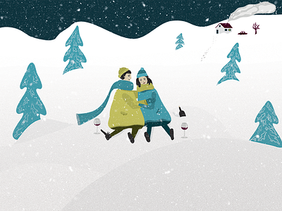 Winter moments character graphic ice illustration illustrator love nature snow vector wine winter