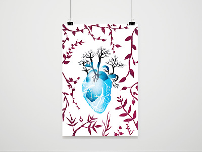Trees for life concept drawing flat graphic heart illustration illustrator nature paper trees vector work