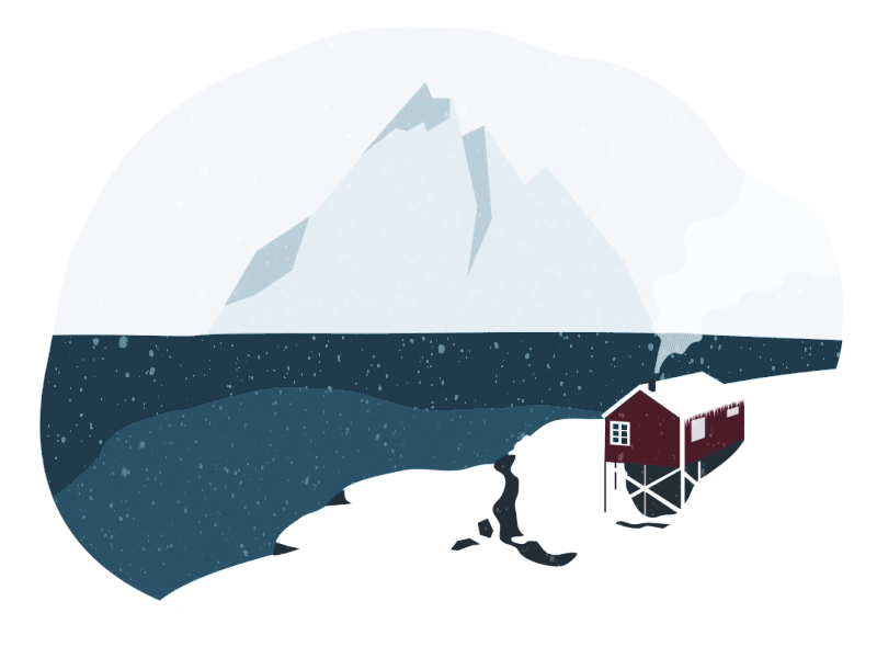 Little cottage near the sea animation cottage gif ice illustration landscape north sea snowing vector winter