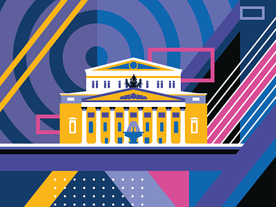 Illustration of Bolshoi Theater in Moscow colorfull design geometric art graphic design illustration moscow showplace theatre vector