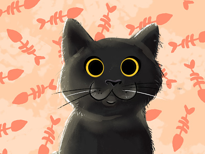 Coco the Kitten black cat cat illustration cute. illustration kitten