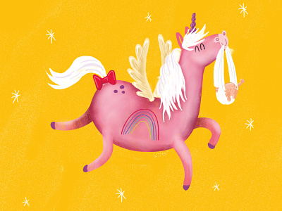 Unicorn deisgn drawing flying horse illustration pink rainbow sketch unicorn wings