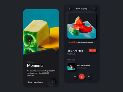 Music Player App UI - Dark Mode app concept dark mode design minimal mobile music music player neumorphic neumorphism playlist song ui ux