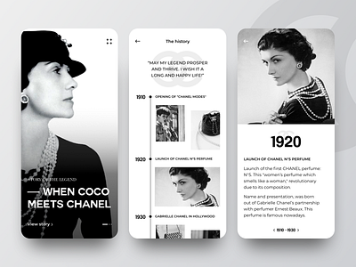 Coco Chanel Inspired Mobile App UI Design