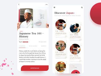 eBook App Concept app book design japan minimal mobile red ui ux