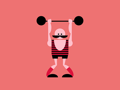 Single div CSS old-timey strong man #divtober circus code css illustration mustache strong man weights