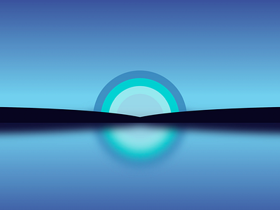 Single div CSS reflection #divtober blue code css gradient illustration lake reflection sky sun sunrise sunset water