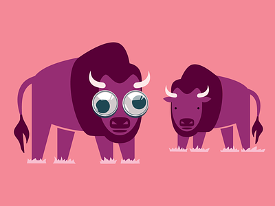 Where the weirdos roam bison buffalo googly googly eyes illustration vectors weird