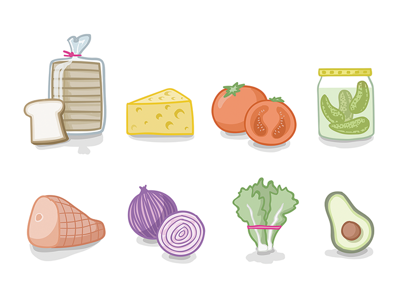 Sandwich components by Lynn Fisher for &yet on Dribbble