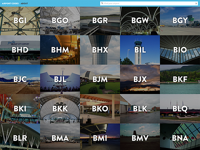 Airport Codes photography ui web