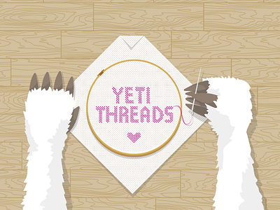 Introducing Yeti Threads illustration needlepoint vector yeti