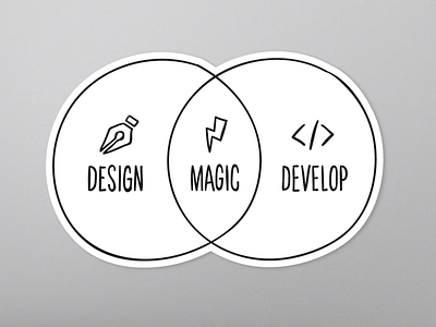 There’s Magic in the Overlap sticker designer developer hand drawn hybrid sketch sticker venn diagram