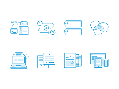 SaaS Icon Set business chat devices icons integrations saas spreadsheets workflow