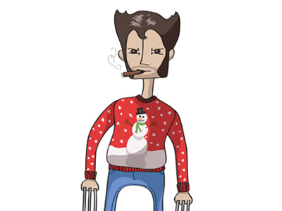 Wolverine at an Ugly Sweater Party character illustration movie wolverine xmen