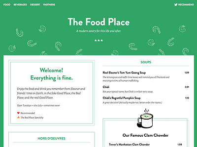 The Food Place food menu restaurant the good place web