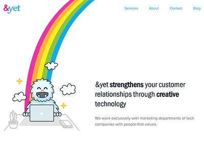 andyet.com Redesign agency animation css homepage illustration rainbow scrolling web yeti