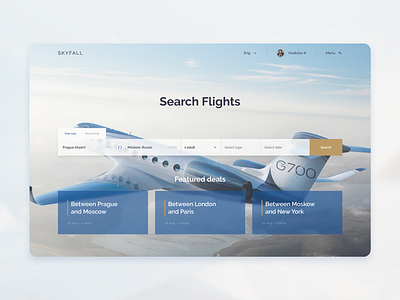 SKYFALL - private flight rentals brand design fly private rent sky skyfall ui ux