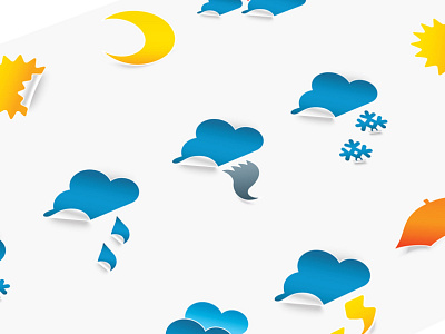 Weather Stickers Design for Weather App clouds icons icons design lightning moon snowflakes stickers sunbzy