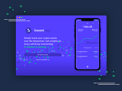 Landing Page for Blockchain Wallet blockchain blue green landing page ui ux wallet wallet app