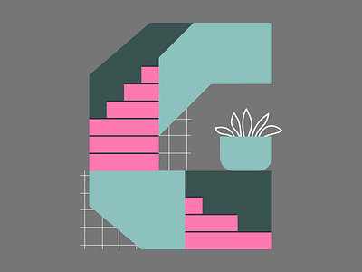 36 Days of type - G 36daysoftype behance color contest dailytype design figma illustration india interior lettering plant stair stylized typeart typography ui wall
