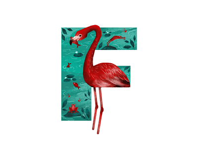 36 Days of type - F 36daysoftype adobe behance bird character color contest dailytype design digitalart frogs handdrawn illustration lettering nature painting photoshop typeart typography visual design