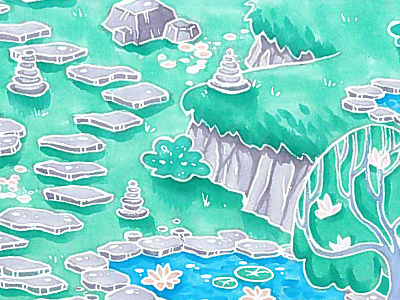 Zen backdrop calm copic green illustration marker pen pond