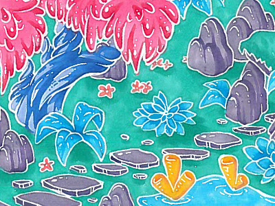 Goofy Forest backdrop colorful copic goofy happy illustration marker pen