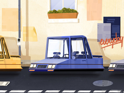 Floating cars blue car design float illustration illustrator ipad procreate road street vehicle visdev visual wall