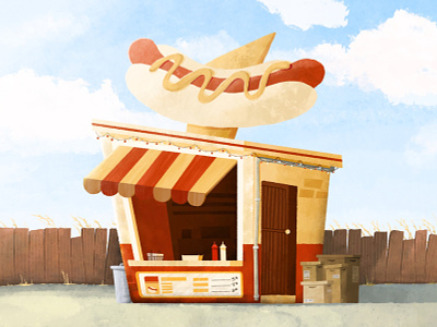 Hot Dogs for everyone ! beach design foodtruck graphic hotdog house illustration ipad landscape procreate summer